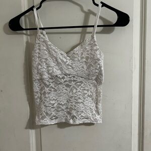 Hollister White Floral Lace Camisole